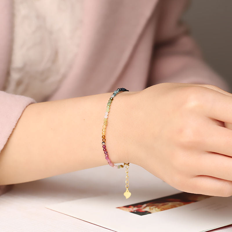 Wholesale 2mm Agate Rainbow Small Tourmaline Bracelet